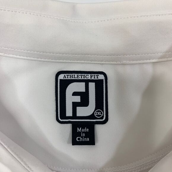 FJ FootJoy Shirt Mens 2XL XXL Athletic Fit White Stretch Droptail Polo Golf - Picture 4 of 12